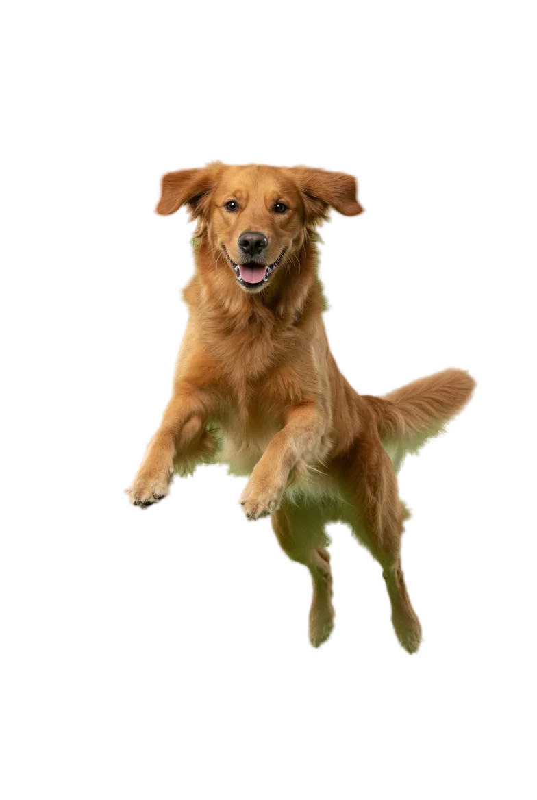 Springender Golden Retriever
